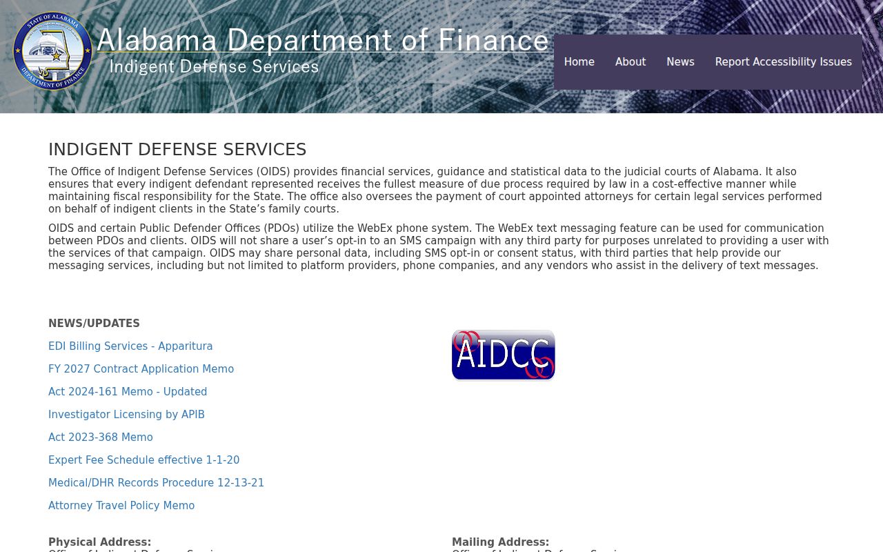 Alabama indigent defense oversight for Fayette County criminal cases