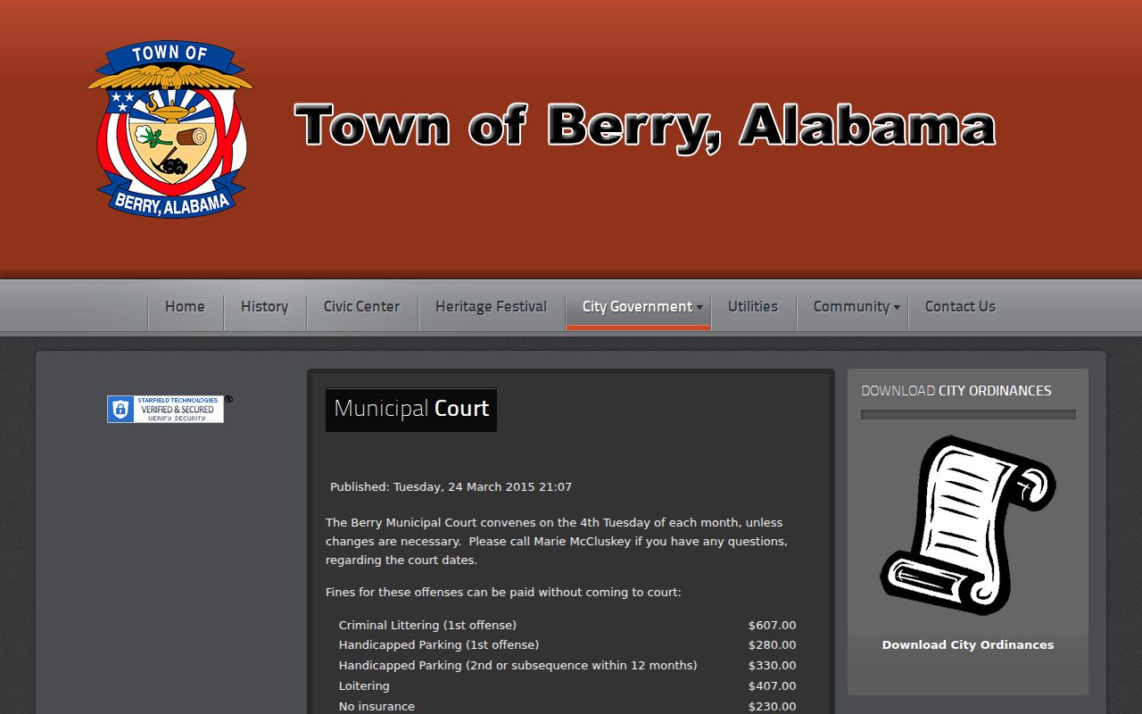 Berry Municipal Court access channel for Berry criminal records
