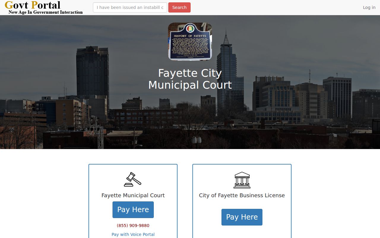 Fayette municipal payment portal for Fayette criminal records