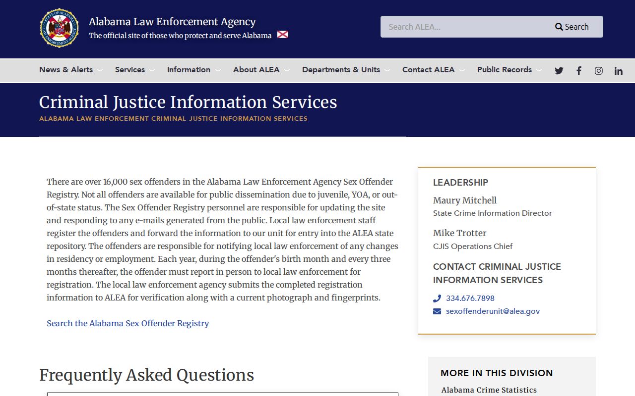 Fayette County sex offender registry profile guidance from ALEA