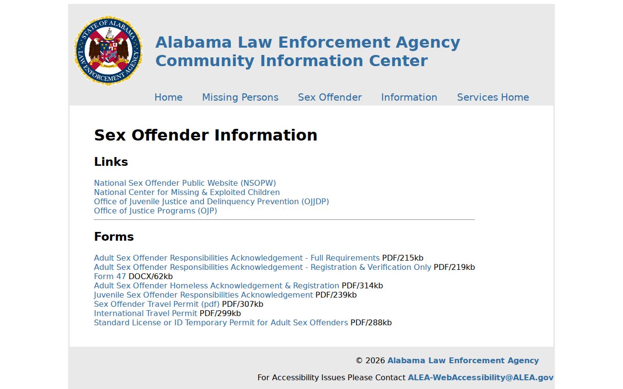 Fayette County sex offender public information rules from ALEA