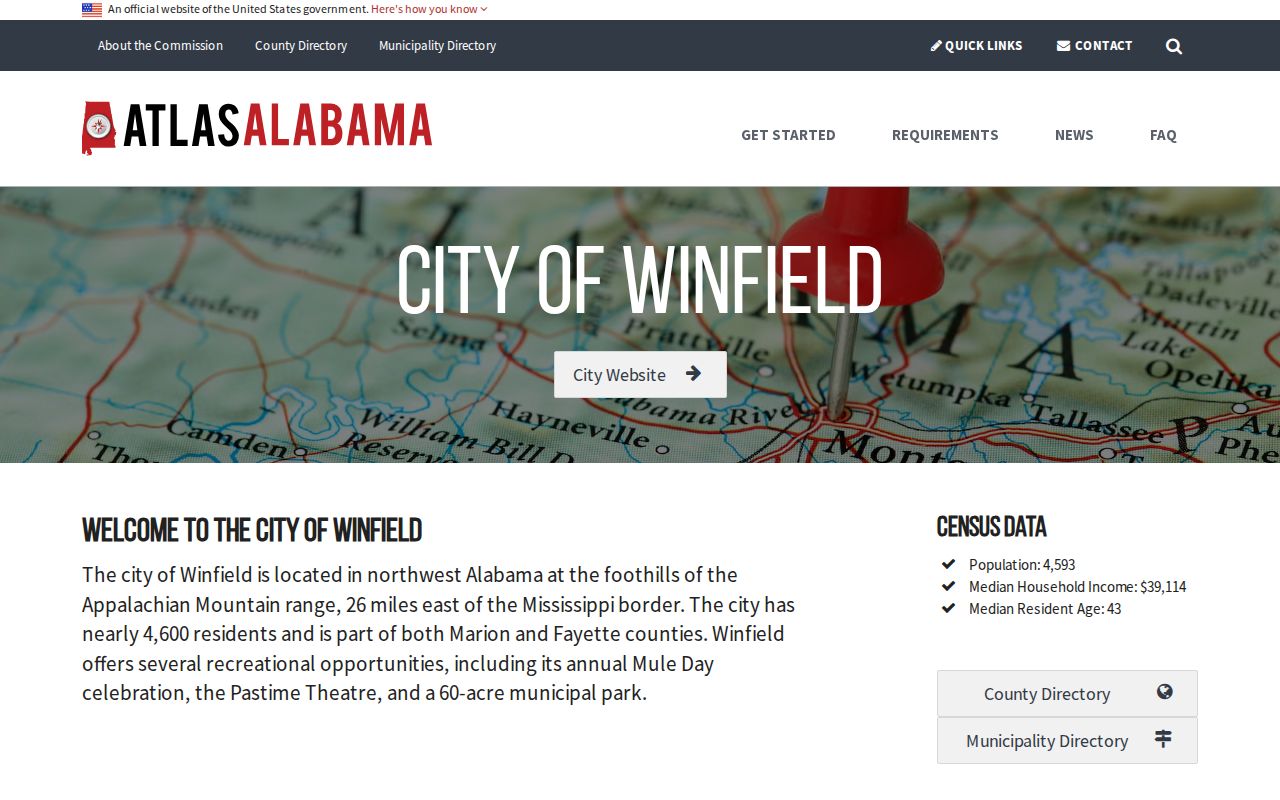 Winfield criminal records local city context from Atlas Alabama